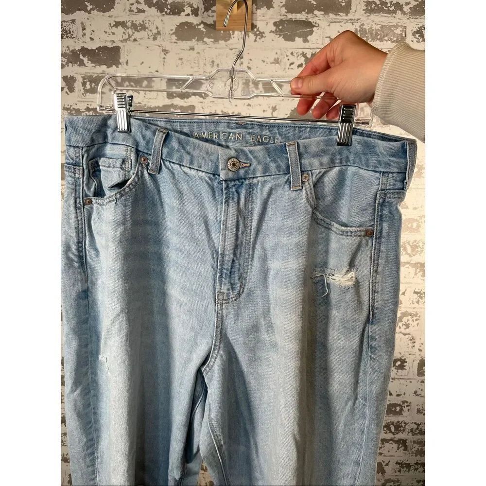 American Eagle | women curvy mom jeans distressed denim